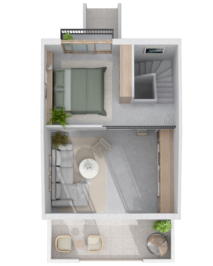 Tip 2 - Loft Daire 1 + 1 Üst Kat